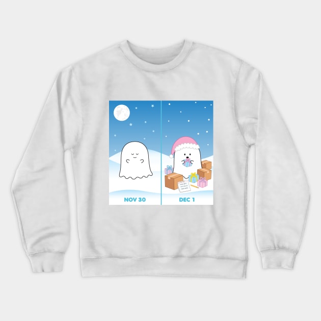 Gordie the Ghost (Nov 30 vs Dec 1) | by queenie's cards Crewneck Sweatshirt by queenie's cards